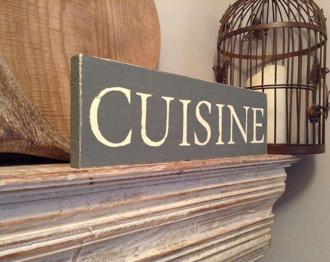 Handmade Wooden Sign - CUISINE - Rustic, Vintage, Shabby Chic, approx 35cm