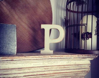 Wooden Letter P: Personalized Nursery Decor, Rockwell Font (15cm)