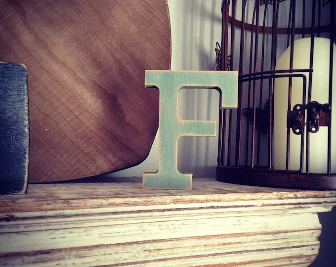 Wooden Letter F - 30cm x 18mm, Freestanding - Rockwell Font - Various sizes, finishes and colours