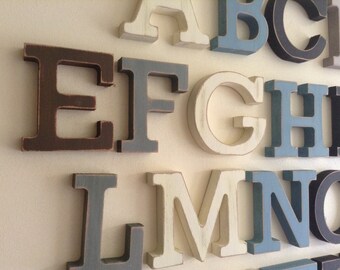 Full Wooden Alphabet - Hand Painted Wooden Letters Set - 26 letters - 15cm high