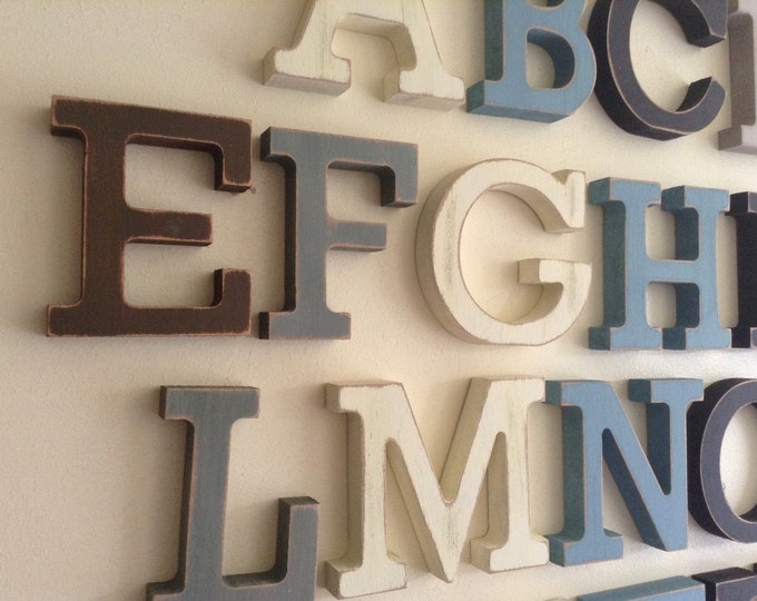 Full Wooden Alphabet - Hand Painted Wooden Letters Set - 26 letters - 15cm high