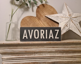 Personalized Ski Resort Sign: Avoriaz Wooden Decor