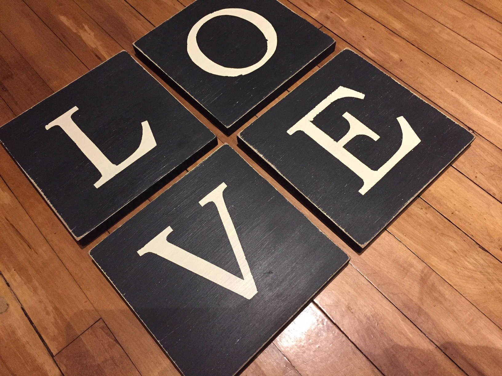 Wooden Letter Blocks, Plaques, Signs, Set of 4, 20cm square, hand
