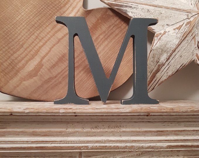 Painted Wooden Letters 'M' -  25cm x 18mm - Georgian Font - various finishes, standing, Decorative Letters