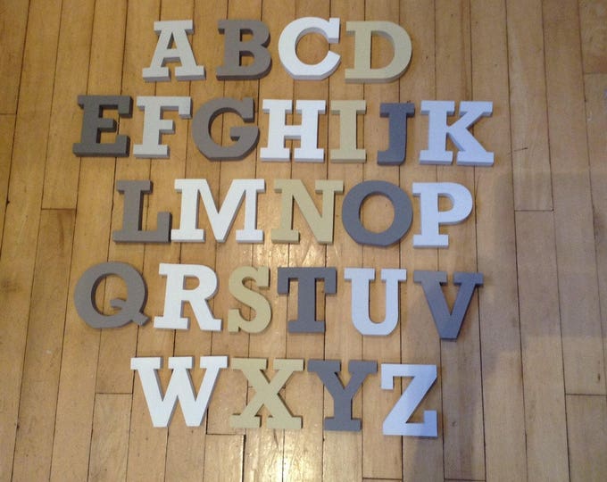 Wooden Alphabet Letters - Hand Painted Wooden Letters Set - 26 letters - 12cm high - RS font