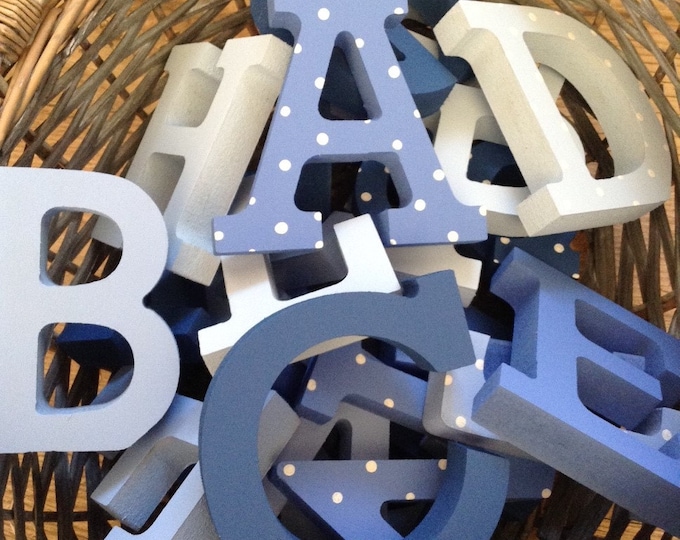 Full Wooden Alphabet - Hand Painted Wooden Letters Set - 26 letters - 12cm high - Rockwell Font