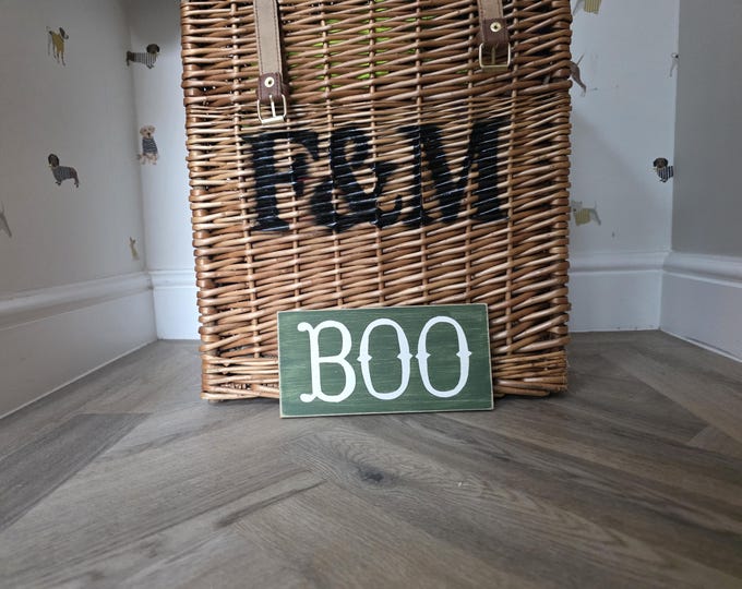 Autumn, Fall, Wooden Sign, Handmade, BOO, 20cm, Halloween Decor, Holiday Decor