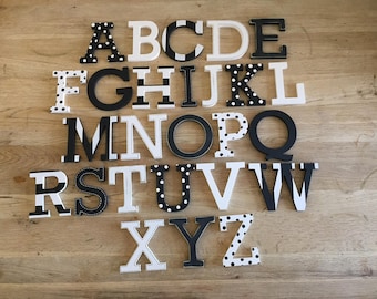Full Wooden Alphabet - Hand Painted Wooden Letters Set - 26 letters - 10cm high - Rockwell Font