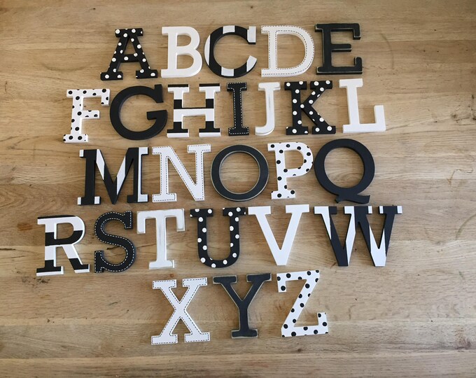 Full Wooden Alphabet - Hand Painted Wooden Letters Set - 26 letters - 10cm high - Rockwell Font