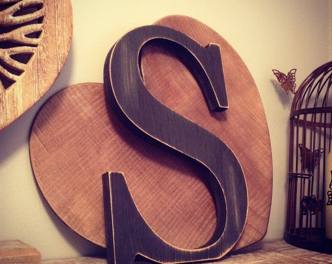 Hand-painted Wooden Letter S - Freestanding - Georgia Font - Various sizes, finishes and colours - 25cm