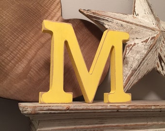 Wooden Letter 'M' - 10cm - Rockwell Font - various finishes, standing