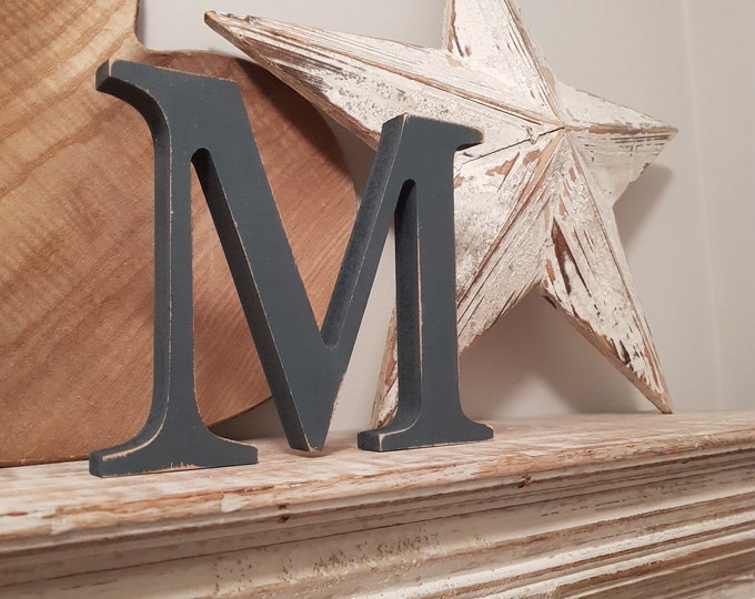 Painted Wooden Letters 'M' -  30cm x 18mm - Georgian Font - various finishes, standing, Decorative Letters