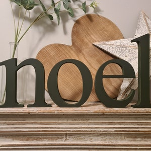 Letras de madera navideñas - NOEL - 20 cm - Verde oscuro, Letras de pie, decoración navideña, arte de letras, Juego de 4
