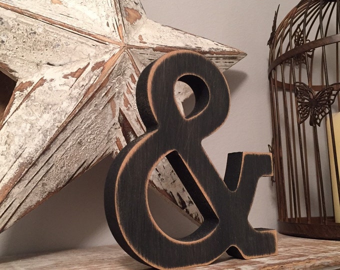 Wooden Letter & – Personalized Name Letter – Nursery Decoration Ideas – Rustic Room Décor – Rockwell Ampersand – Decorative Wooden Sign
