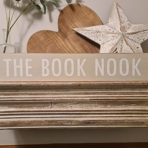 Handmade Wooden Sign - THE BOOK NOOK - Rustic, Vintage, Shabby Chic