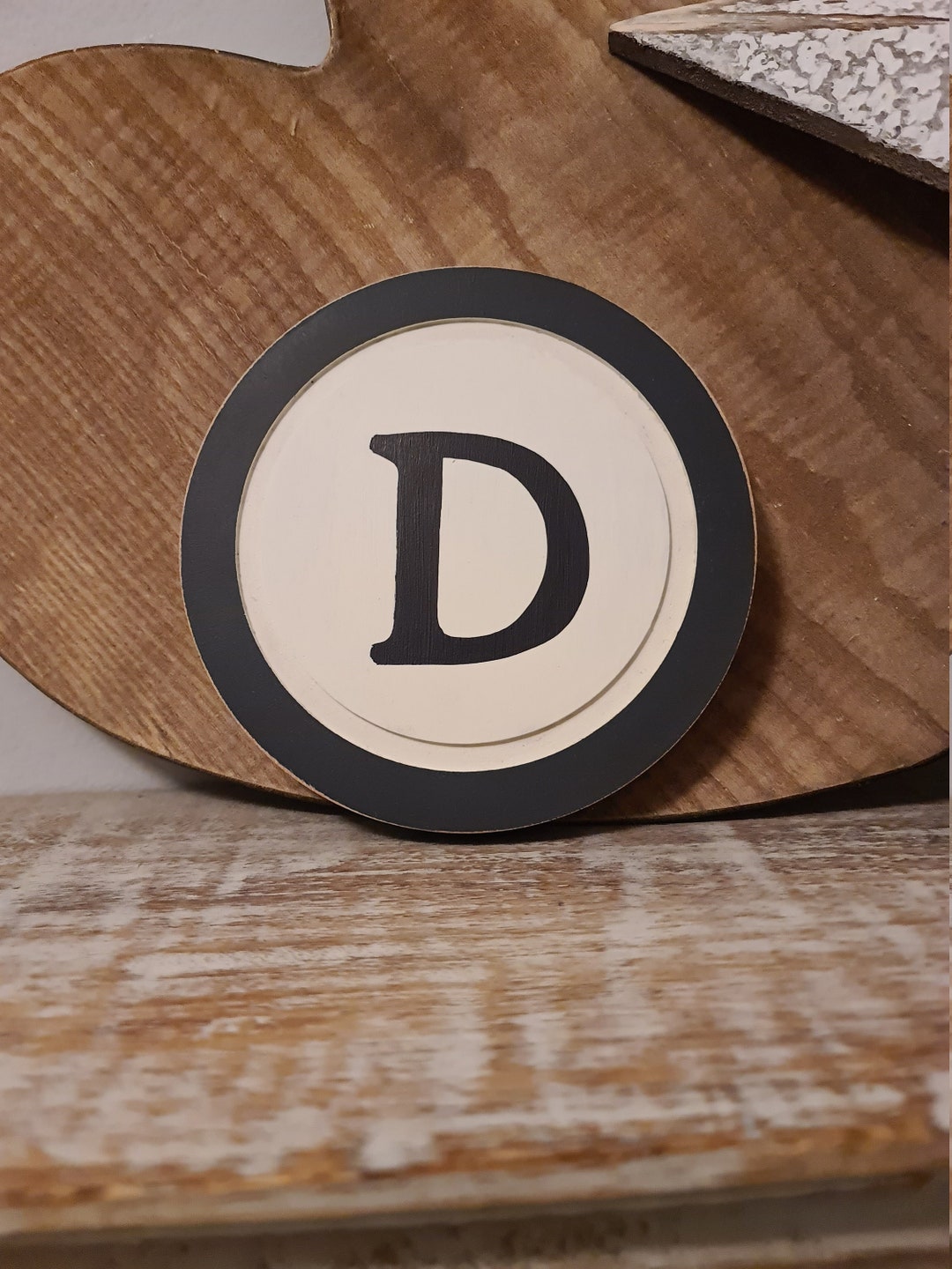 Rustic Letter D Sign: 20cm Cream & Black Monogram Wall Art - Etsy