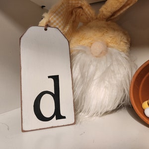 Etiqueta de regalo de madera, Gigante, MDF, Etiqueta de media, Personalizado, Etiqueta de letra, Con letras a mano, 16 cm, letra d