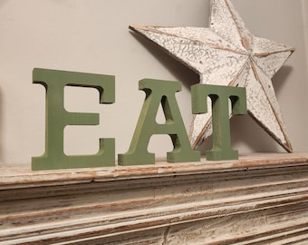 Painted Wooden Letters- EAT - Rockwell Font - various finishes, standing - Set of 3 - 25cm