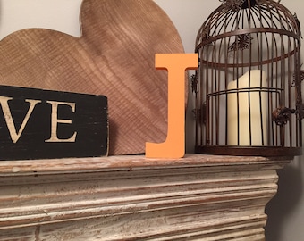 Wooden Letter J – Personalized Name Letter – Nursery Decoration Ideas – Rustic Room Décor – Rockwell Style J – Decorative Wooden Sign