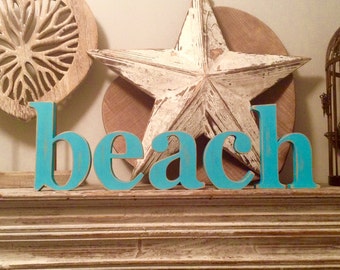 Wooden Letters - beach - Georgian Font - free-standing, hand-painted