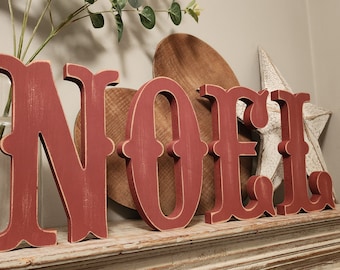 Christmas Hand-painted Wooden Letters - NOEL - 20cm