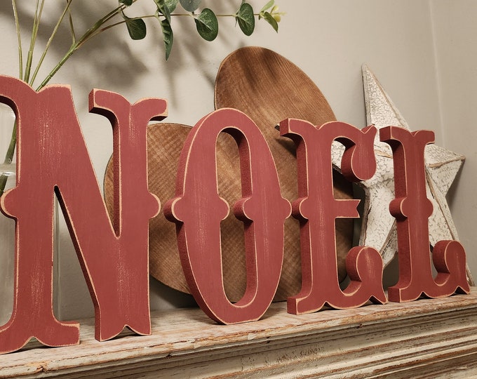 Christmas Hand-painted Wooden Letters - NOEL - 20cm