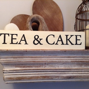 Large Wooden Sign - TEA & CAKE - 44cm