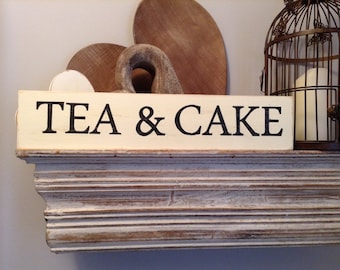 Large Wooden Sign - TEA & CAKE - 44cm