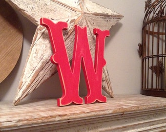 Wooden Letter 'W' -  15cm x 18mm - Circus Font - various finishes, standing