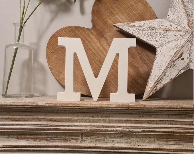 Hand-painted Wooden Letter M - Freestanding - Rockwell Font - Various sizes, finishes and colours - 10cm