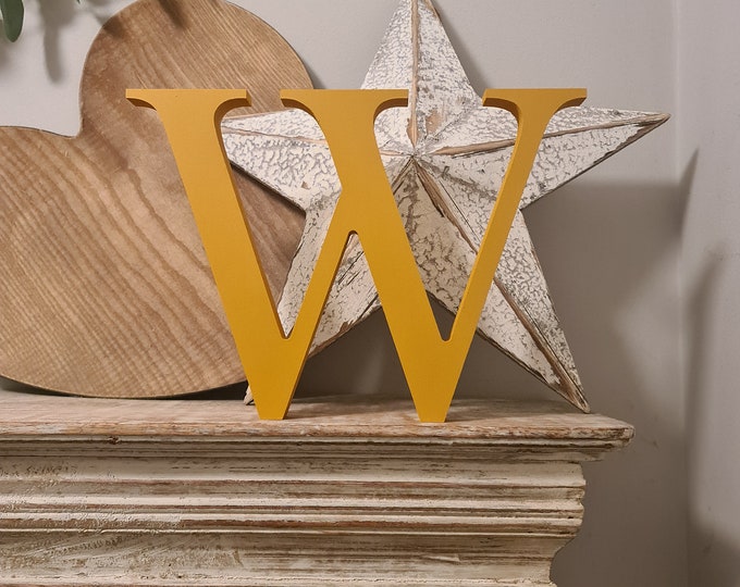 Wooden Letter 'W' -  15cm x 18mm - Georgian Font - various finishes, standing