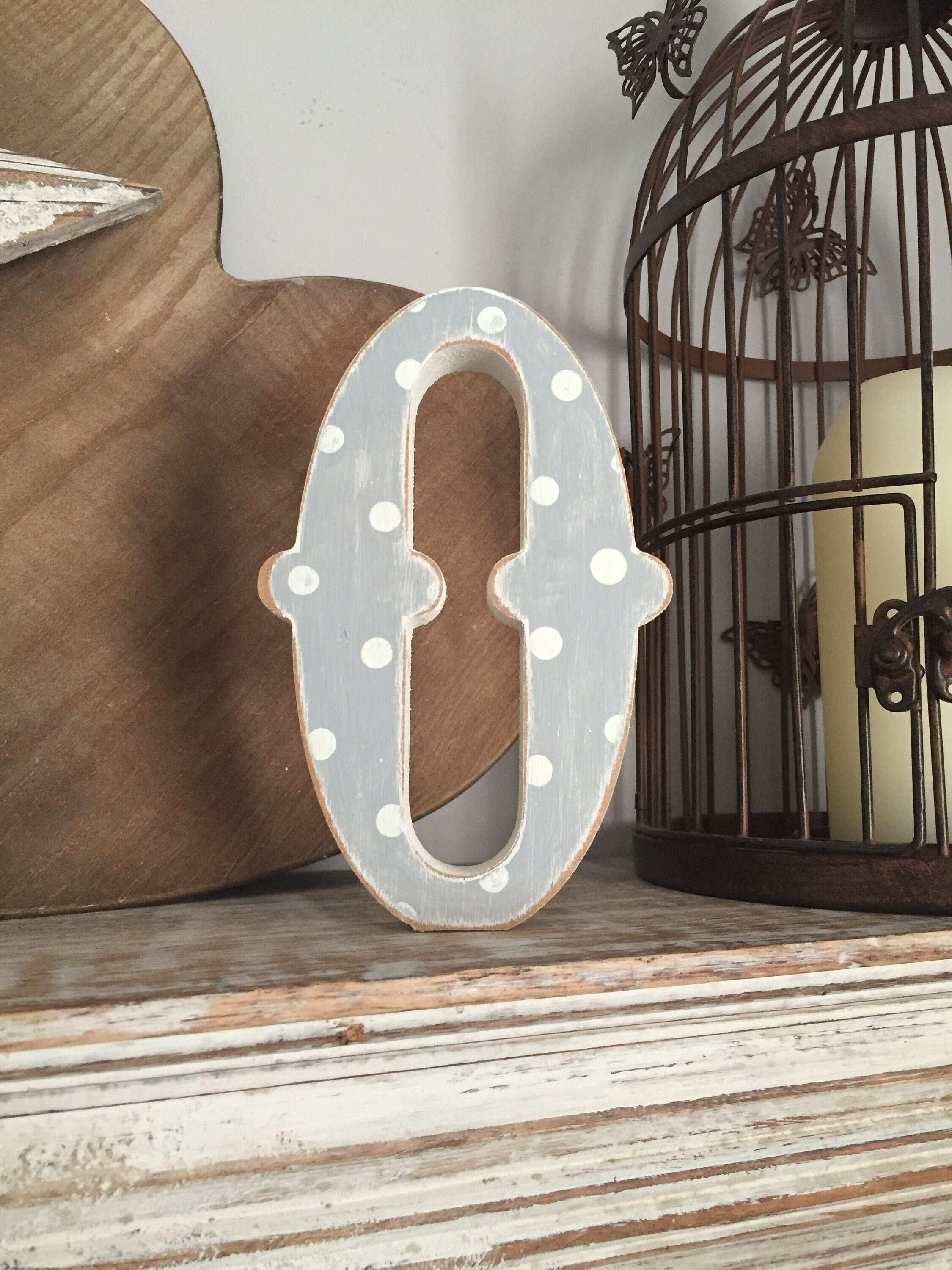 Painted Wooden Letter Large Letter O, Circus Font, 40cm high, 16 inch