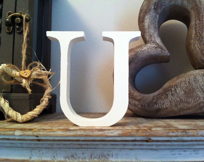 Wooden Letter U – Personalised Name Letter – Nursery Decoration Ideas – Rustic Room Décor – Georgian Style – Decorative - 20cm