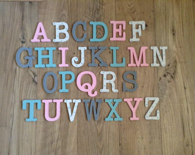 Full Wooden Alphabet - Hand Painted Wooden Letters Set - 26 letters - 10cm high - New Typewriter Font