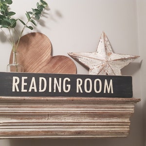 Handmade Wooden Sign - READING ROOM - Rustic, Vintage, Shabby Chic