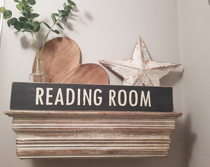Handmade Wooden Sign - READING ROOM - Rustic, Vintage, Shabby Chic