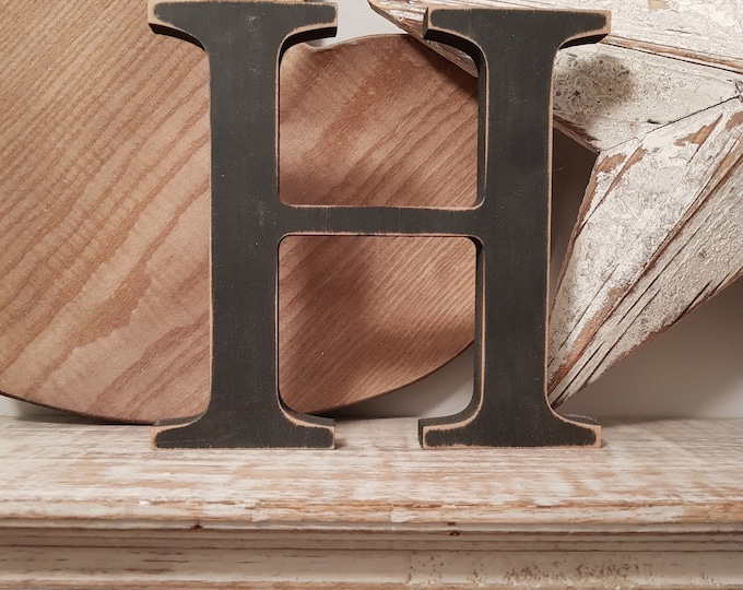 Wooden Letter H – Personalised Name Letter – Nursery Decoration Ideas – Rustic Room Décor – Georgian Style – Decorative - 20cm