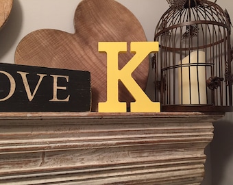 Wooden Letter K: Handmade Rockwell Font, Nursery Decor (15cm)