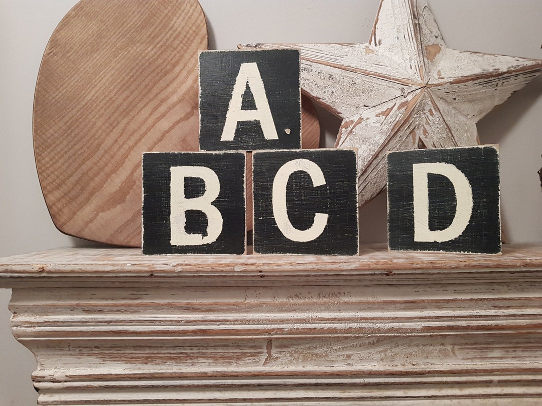 Hand Painted Wooden Sign, Vintage Style, Personalised Letter Blocks ...