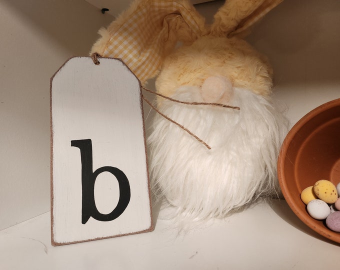 Wooden Gift Tag, Giant, MDF, Stocking Tag, Custom, Personalised, Letter Tag, Hand Lettered, 16cm, letter b