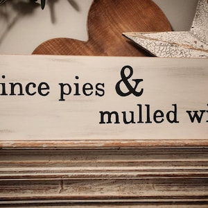 Plaque de Noël en bois - petits pâtés et vin chaud - 50 cm - Décoration de Noël, intérieur de Noël