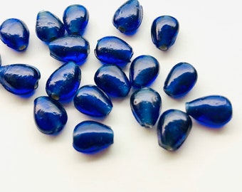 6pc 13mm Thunder Polish Crystal Cobalt Blue Teardrop Pendant Charms