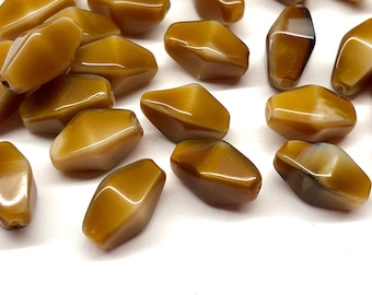30pcs 11mm Vintage Czech Caramel Tortoise Shell Long Bicone Glass Beads