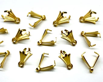 20pcs 10mm Ice Pick Gold Pinch Bails Large Gold Plated pendant bails charm bails large bails bulk