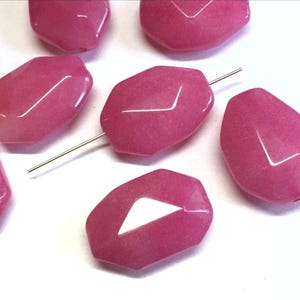 10pcs Large Rose Pink Jade Flat Oval Hexagonal Faceted Beads Natural Stone