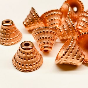 30pcs Large Vintage Ribbed Copper Bead Caps large bead caps New Old Stock