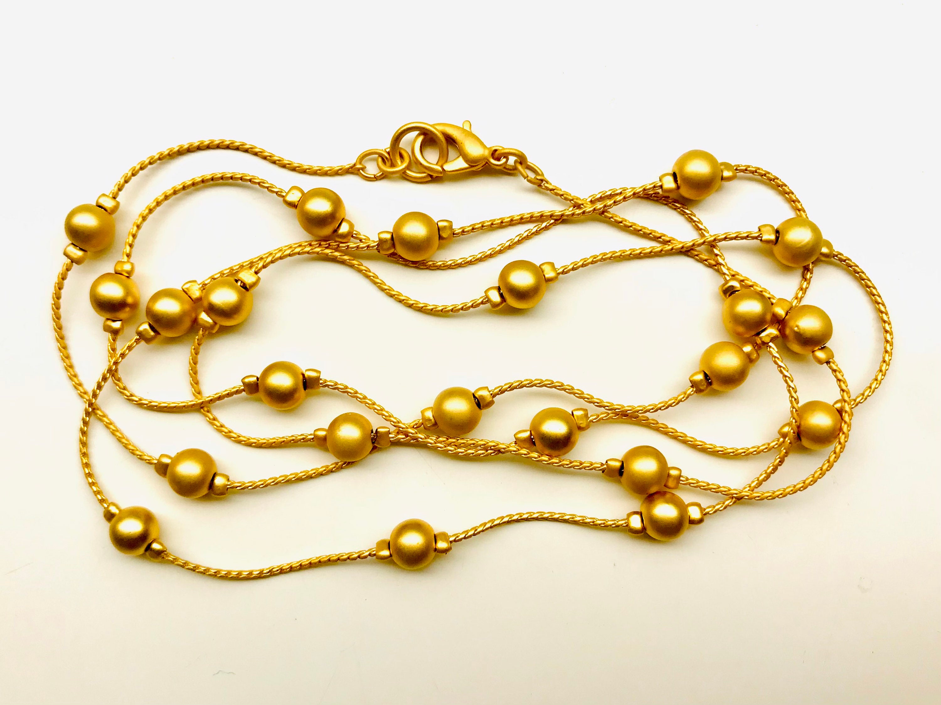 Vintage Beaded Gold Chain Necklaces Gold Tone Beaded Made in Etsy