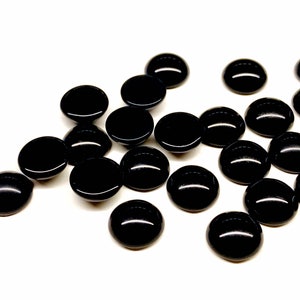 12pcs 11mm Vintage Opaque Black Glass Cabochons Small Round Domed Flatback West German Glass Cabochons