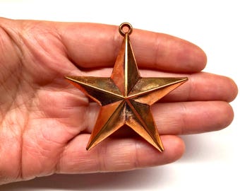 Large Vintage 3D Copper Star Pendant Bead Heart Charms Jewelry Making