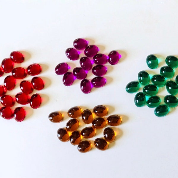 100pcs 8X6 Choose Color Acrylic Cabochons Red - Green - Purple - Brown Small Oval Domed Flatback Plastic Cabochons